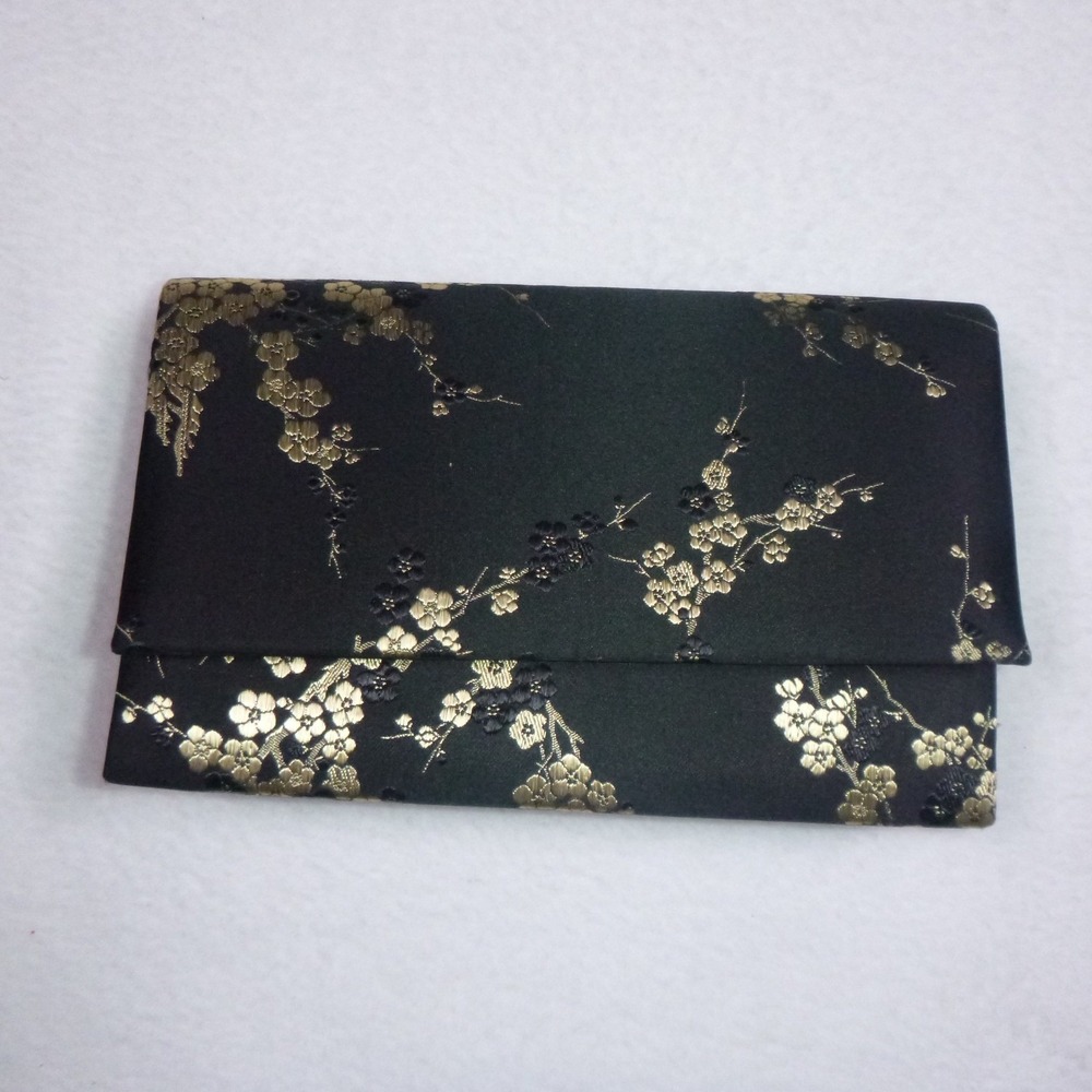 Lisette New York Black Gold Floral Brocade Crossbody Top Handle Evening Bag